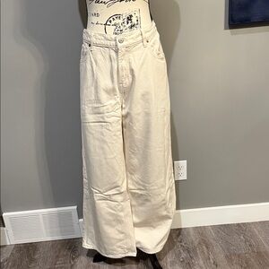 Old Navy Women's Cream Wide-Leg Jeans